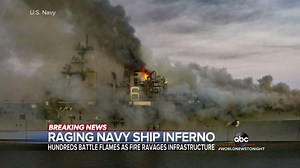 16K views · 367 reactions | NAVY SHIP INFERNO: A day after an explosion on a Navy ship in San Diego, hundreds of sailors continue to battle the blaze, with the nearly 60 people injured all now released from the hospital and concerns about fuel leaks. Martha Raddatz reports. https://abcn.ws/3fmlVgi | ABC World News Tonight with David Muir | Facebook