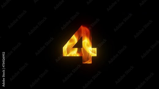 Fire countdown numbers from 5 to 1. Animation