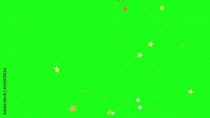 Explosion of gold stars against a green screen. 3D animation rendering. Video effect for holidays and weddings. Green screen. Stock Video