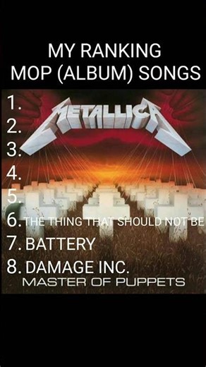 My Ranking of Master of Puppets Tracks (Metallica)
