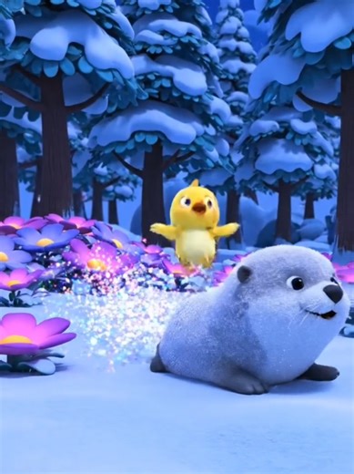 Cute Animation of a Snowball Otter Sliding