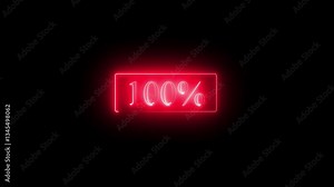 100% progress icon glowing animation – full achievement and success symbol