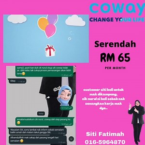 🌼🌼𝑷𝒆𝒏𝒂𝒑𝒊𝒔 𝑨𝒊𝒓 𝑯𝒂𝒓𝒈𝒂 𝑴𝒂𝒎𝒑𝒖 𝑴𝒊𝒍𝒊𝒌🌼🌼 Kini coway lancarkan promosi sempena perayaan tahun baru cina , dengan harga yang sangat berbaloi anda boleh memiliki penapis air yang berkualiti tinggi dari korea. HANYA SERENDAH RM65/sebulan 🤩🤩 Pakej Percuma termasuk: ☂️ PERCUMA Servis Setiap 2 Bulan ☂️ PERCUMA Tukar Filter ☂️PERCUMA Tukar Alat Gant ☂️PERCUMA Pemasangan ☂️PERCUMA Penghantaran Tunggu apa lagi..info lanjut klik link di bawah 👇🏻 Klik link whatsapp📱📱 untuk lebih 