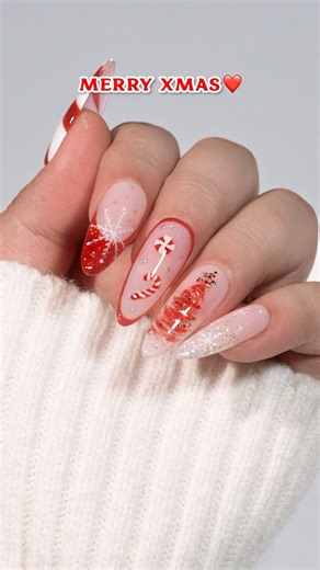 🎄Merry Xmas | Diy Xmas Nail Tutorial💗