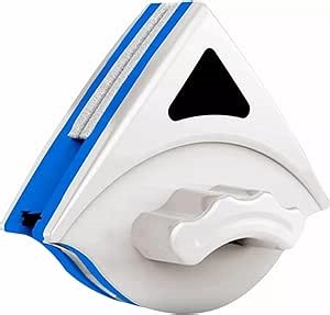 Double Sided Window Cleaner with ABS Plastic Shell Rubber Magnetic Glass Wiper Adjustable Magnetic Washing Brush Equipment for Home High Rise Window(Blue)（No Washer Fluid）