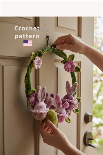 Easter Wreath Crochet Pattern , Animal Egg Amigurumi , Spring Door Decor PDF - Etsy