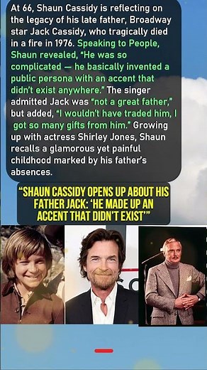 Shaun Cassidy Reveals Painful Truth About His Father Jack: ‘Not a Great Dad’