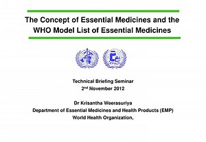 The WHO Model List of Essential Medicines - SlideServe