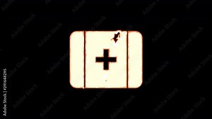 Symbol first aid burns out of transparency, then burns again. Alpha channel Premultiplied - Matted with color black Stock Video