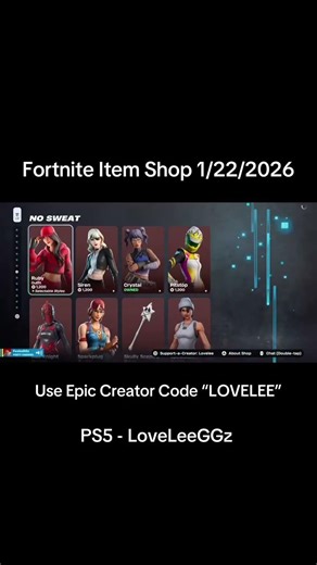Fortnite Item Shop for 1/22/2026