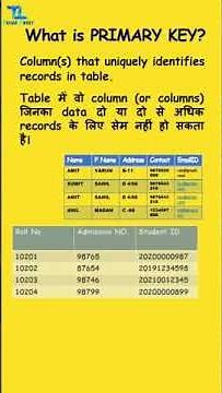 What is Primary key in Database DBMS #it402class10 #cbseclass10