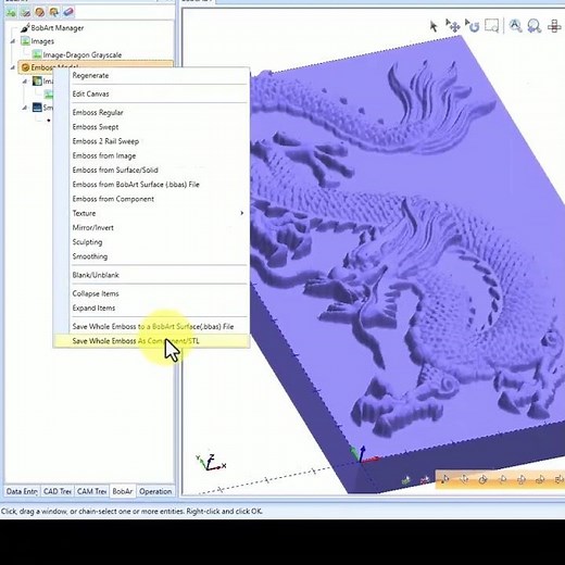 New CAD CAM Features | BobCAD-CAM V38: BobART – Image to 3D Emboss
