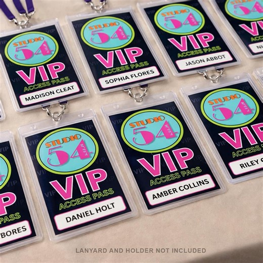 Studio 54 VIP Pass Template, Disco Party Invitation, 70s Theme Party Decor, Retro VIP Badge, Disco Party Place Card, Nightclub Event Pass - Etsy