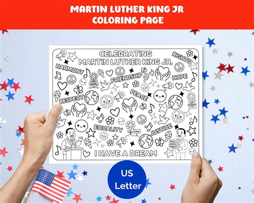Martin Luther King Jr Coloring Page Printable, Black History Month Kids Coloring Worksheet, Educational MLK Day for Teachers - Etsy