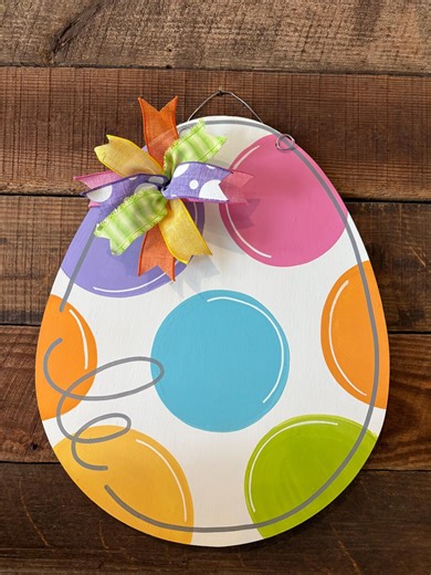 Easter Egg Door Hanger, Pastel Spring Door Decor, Handmade Wooden Easter Egg, Farmhouse Spring Door Hanger - Etsy