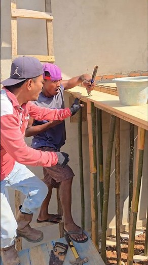 This is how to install a concrete slab support made of bamboo