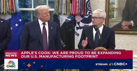 Apple CEO Tim Cook: We will continue to work with suppliers to move more chip production to U.S.