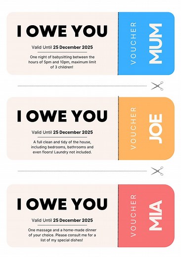 Personalised IOU Voucher - Digital Print at Home - Etsy