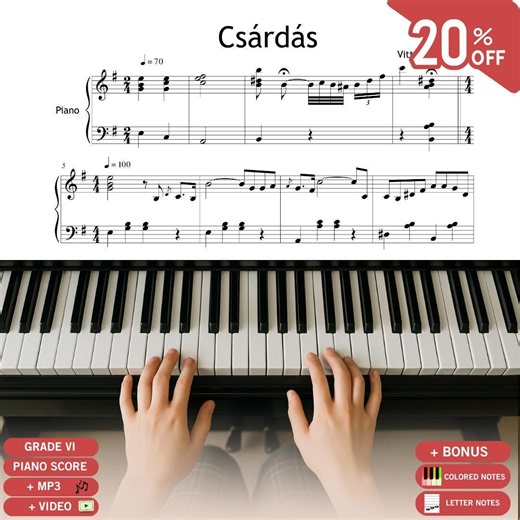 Csárdás Piano Sheet Music: Advanced Hungarian Solo - Digital Download - Etsy