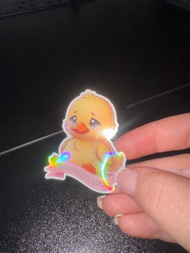 Iridescent Crying Over Book Boyfriends Duck Sticker - Etsy