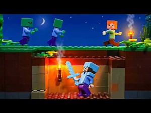 I built a SECRET LEGO SURVIVAL BASE...- Alex and Steve Life | Lego Stop Motion | Minecraft Animation
