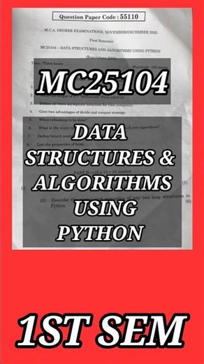 Data Structures & Algorithms Using Python(MC25104)#annauniversity #mc25104#mca#datastructures#python