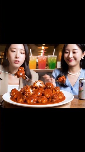 Two Girls SPICY Korean Chicken Chilli Challenge 🌶️🔥 | Extreme Crunch ASMR Mukbang