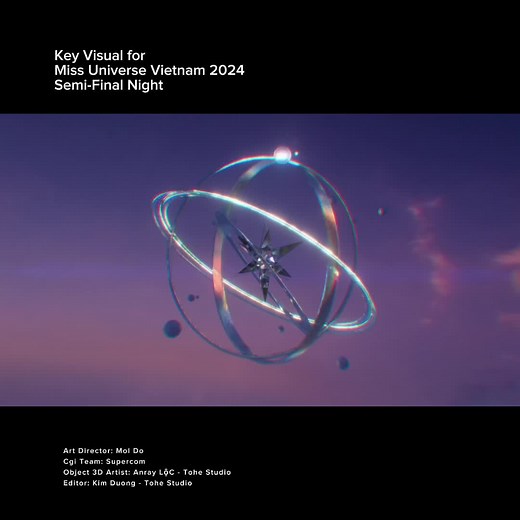 Key Visual for Miss Universe Vietnam 2024 - Semi-Final Night CGI Team: Supercom Art Director: Mol Do Object 3D Artist: Anray Lộc - Tohe Studio Editor: Kim Duong - Tohe Studio “NGÂN HÀ” song Music Director: Nguyễn Trần Trung Quân Music Producer: An Thiện, Klound V Mixing/ Mastering Engineer: Klound V Songwriter: An Thiện, Noah, Quinzel, Klound V Vocalist: Quinzel #missuniverse #missuniversevietnam #artdirector #artdirection #CGI #blender #graphicdesign #keyvisual