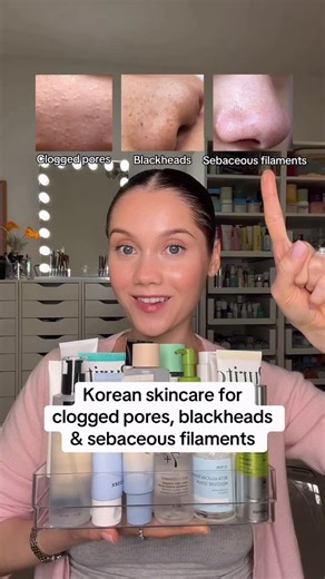 iona francis on Instagram: "Fave Korean skincare to treat clogged pores, blackheads & sebaceous filaments ✅ Did you know sebaceous filaments guide sebum to the surface of the skin and refill if you remove them so that’s why when you extract them they come back so quickly! All products listed here: Beplain mung bean cleansing oil Biodance collagen cleansing oil Haruharu wonder black rice cleansing gel Coxir ceramide micro derma cleanser Anua rice 70+ glow milky toner Purito wonder releaf centella