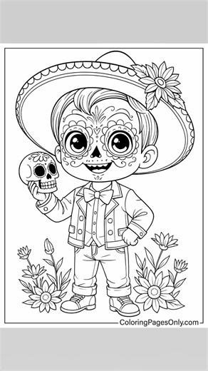 FREE Day Of The Dead Coloring Pages https://coloringpagesonly.com/pages/day-of-the-dead-coloring-pages #coloringpagesonly #halloween2025 #Dayofthedead #funcoloringpages | All Free Printable - Coloringpagesonly.com