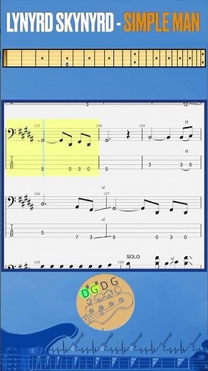 Lynyrd Skynyrd - Simple Man (chorus 3) #bass #basstab #tabshorts #lynyrdskynyrd #simpleman
