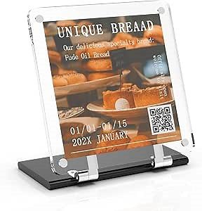 Acrylic Magnetic Sign Holder - 180°Adjustable Display Stands Clear QR Code Sign Menu Holder For Office, Home, Store, Restaurant