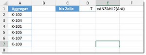 Excel – Letzte beschriebene Zeile ermitteln – AGGREGAT