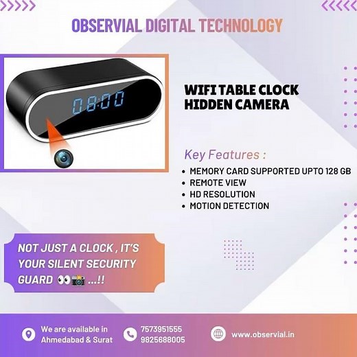 WiFi Table Clock Hidden Camera | HD Security Camera with Remote View 🔥