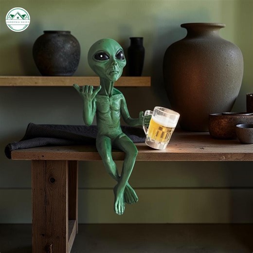 Alien Resin Figurine UFO Garden Decor, Outdoor Yard Garden Statue, Funny Space Sculpture, Desk Ornament, Novelty Gift Home Decoration - Etsy