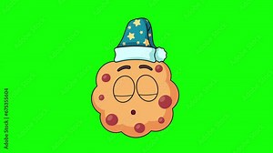 Sleeping chocolate chip cookie cartoon, emoticon loop animation