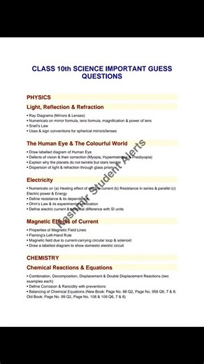 JKBOSE Results on Instagram: "JKBOSE Class 10th Science Important Guess Questions 2025 – Physics, Chemistry & Biology The JKBOSE Class 10th Science Important Guess Questions 2025 are a valuable resource for students preparing for their upcoming board examinations. These carefully selected questions from Physics, Chemistry, and Biology are based on the latest JKBOSE syllabus and previous exam trends, helping students focus on the most important topics. By practicing these guess questions, student