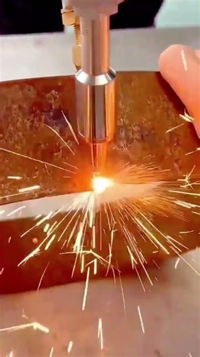 Welding rusty metal strip using precision laser tool