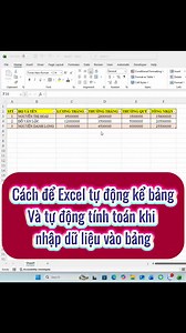 Cách để Excel tự động kẻ bảng và tự động tính toán khi nhập dữ liệu #cachtudongkebang #Phimtathayexcel #phimtattinhoc #phimtatexcel #meotinhoc #thuthuattinhoc #sachexcel #sachtinhocvanphong #word #excel #powrpoint #tinhocvanphong #tinhoccoban #xuhuong 🍓🍒🥝🥒 | Sách Tin Học EXCEL WORD