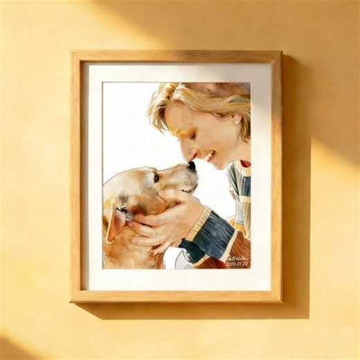 Custom Watercolor Portrait Painting, Hand-Painted Couple Pet Art (Digital File Option)