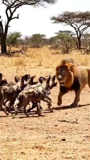 Lion vs Wild Dogs cinematic type video shooting