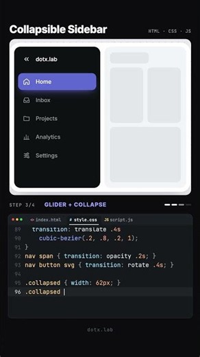 Build a collapsible sidebar | HTML, CSS & JavaScript