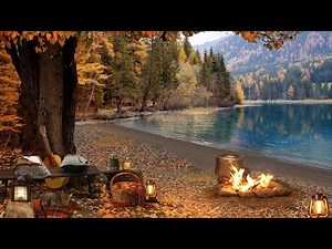 Autumn Lake Ambience 🍂 Cozy Fall Cabin Vibes, Campfire, Birdsong & Nature Sounds