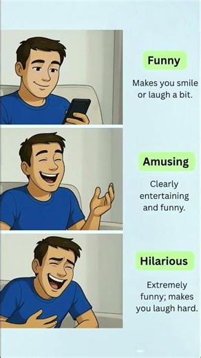 Funny vs Amusing vs Hilarious: Explained in 10 Seconds! #esl #learnenglish#shorts #viral #education