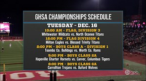 Watch the GHSA 5A semifinal state football playoff game between the Gainesville Red Elephants and the Rom Wolves. Coverage starts at 7:30 p.m. | GPB Sports