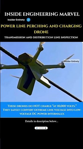 Drone Battery Low? It Lands on a LIVE 10,000V Power Line Instead 🤯 #tech #engineering #new