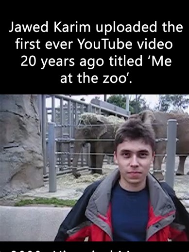 Jawed Karim uploaded the first ever YouTube video 20 years ago titled 'Me at the zoo'. #firstyoutubevideo #socialmedia #youtube #modernhistory #internet