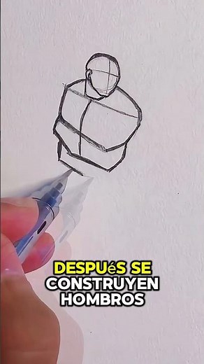 Pose anime de torso con brazo extendido usando formas simples #dibujoanime #animepose #animebody