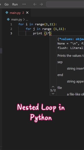Build Times table 1-10 with Nested Loop