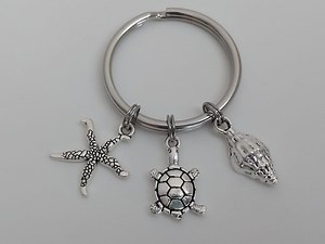 Turtle Keychain / Shells Key Ring / Sea Star Ocean Beach - Etsy Canada